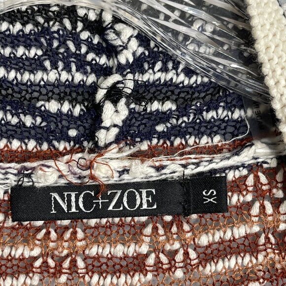 NIC+ZOE Fireside Linen Blend Cardy Ombre Womens XS Open Knit Cardigan Textured - Picture 4 of 8
